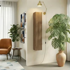 Pensile verticale 29x138h cm 1 anta reversibile moderno rovere scuro Sunset