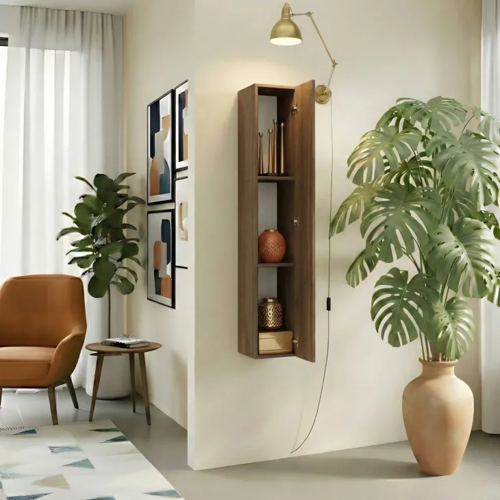 Pensile verticale 29x138h cm 1 anta reversibile moderno rovere scuro Sunset