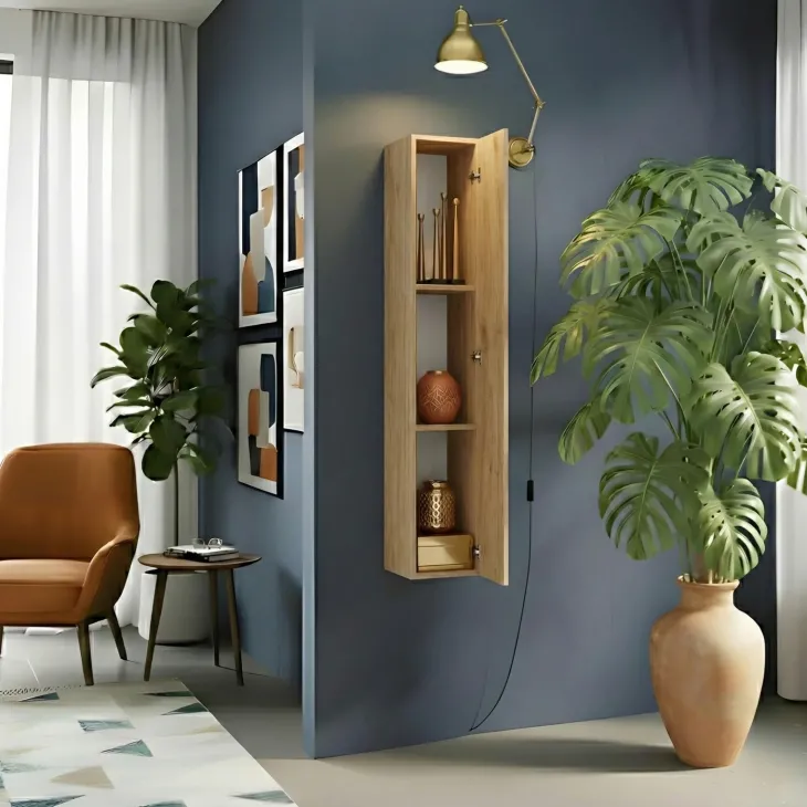 Pensile verticale 29x138h cm 1 anta reversibile moderno rovere chiaro Sunset