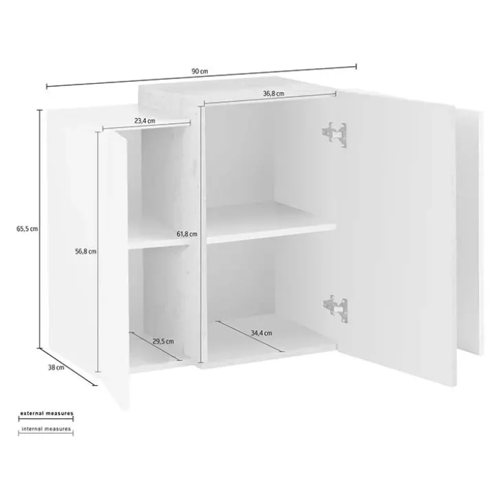 Pensile 90x66h cm moderno salotto bianco ossido Milos Gihome®