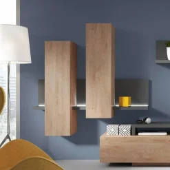 Pensile 152x142h cm per parete attrezzata con mensola rovere antracite Megan Gihome®