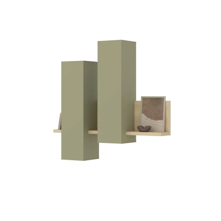 Pensile 152x142h cm per parete attrezzata con mensola verde salvia rovere Megan Gihome®
