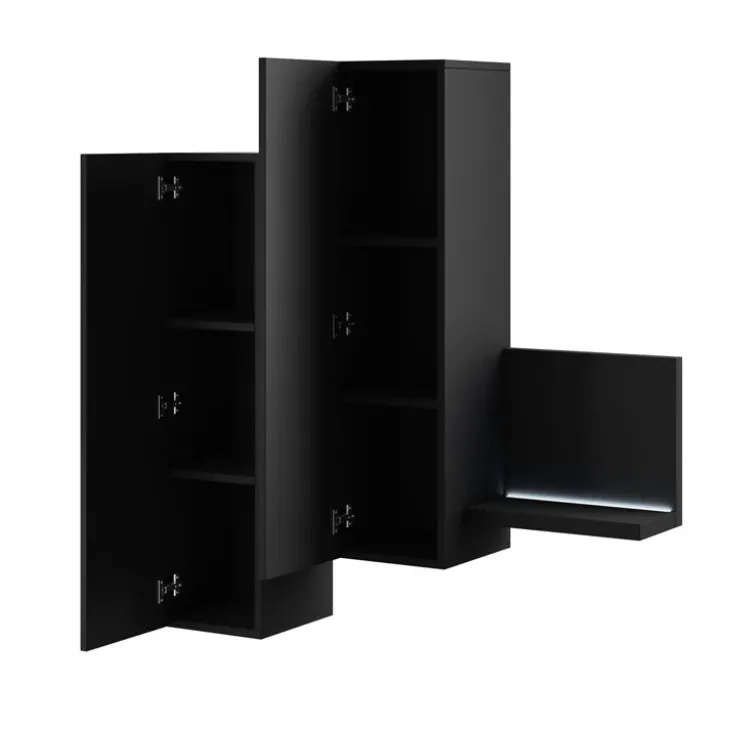 Pensile 152x142h cm per parete attrezzata con mensola nero opaco Megan Gihome®