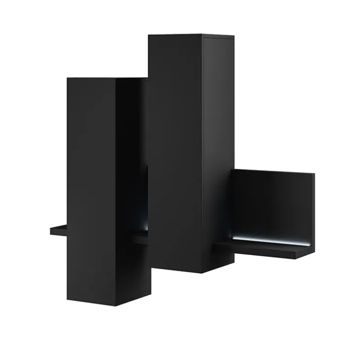 Pensile 152x142h cm per parete attrezzata con mensola nero opaco Megan Gihome®