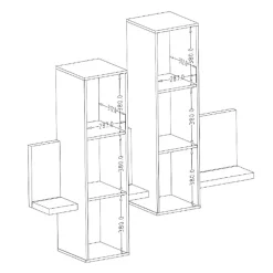 Pensile 152x142h h cm per parete attrezzata con mensola bianco opaco cemento Megan Gihome®