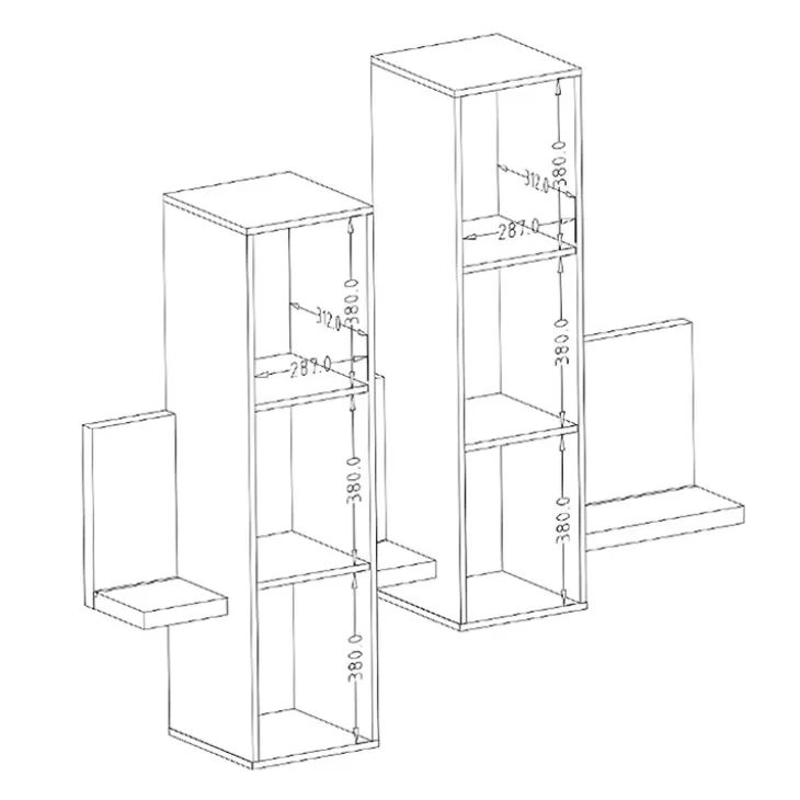Pensile 152x142h h cm per parete attrezzata con mensola bianco opaco cemento Megan Gihome®