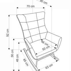 Poltrona a dondolo relax imbottita in velluto beige Nanna