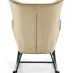 Poltrona a dondolo relax imbottita in velluto beige Nanna