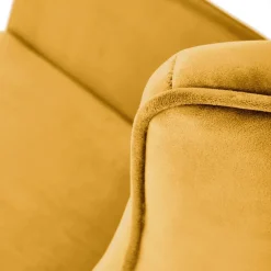Poltrona a dondolo relax imbottita in velluto giallo senape Nanna