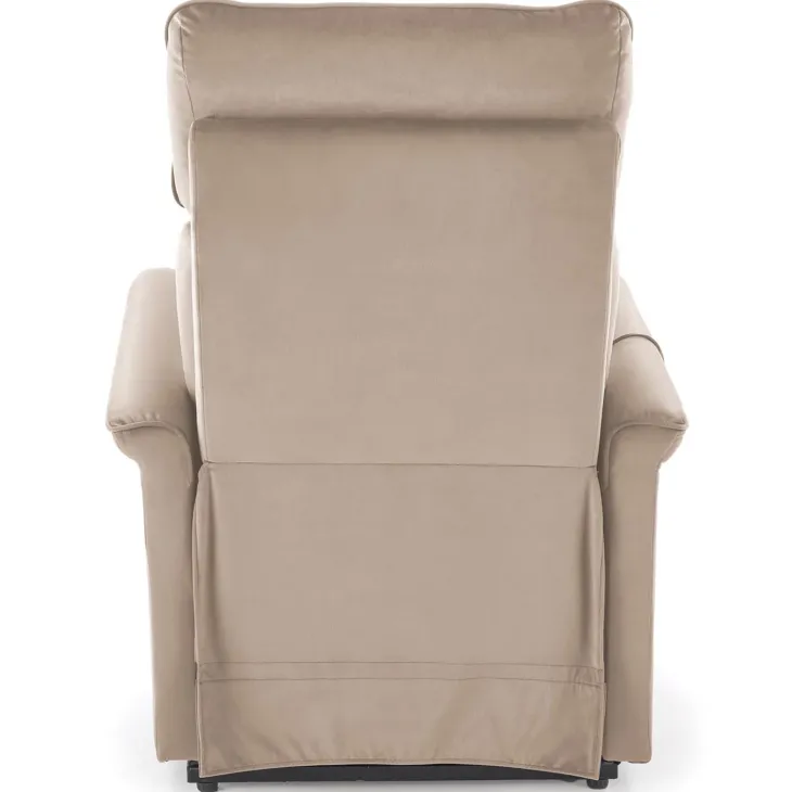 Poltrona alzapersona reclinabile elettrica massaggiante con USB in velluto beige Nyx