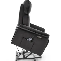 Poltrona alzapersona reclinabile elettrica massaggiante con USB in velluto nero Nyx