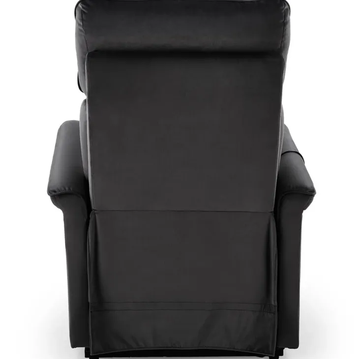 Poltrona alzapersona reclinabile elettrica massaggiante con USB in velluto nero Nyx