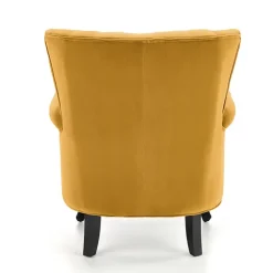 Poltrona classica relax imbottita in velluto senape Mazia