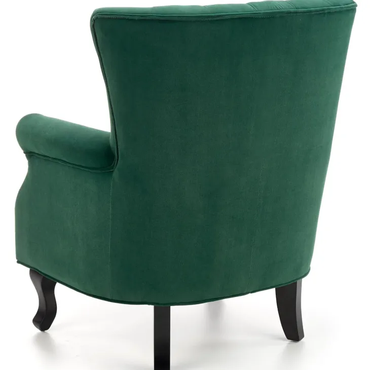 Poltrona classica relax imbottita in velluto verde scuro Mazia