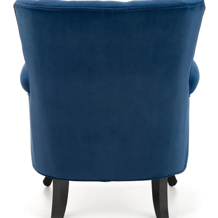 Poltrona classica relax imbottita in velluto blu Mazia