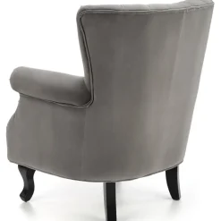 Poltrona classica relax imbottita in velluto grigio Mazia