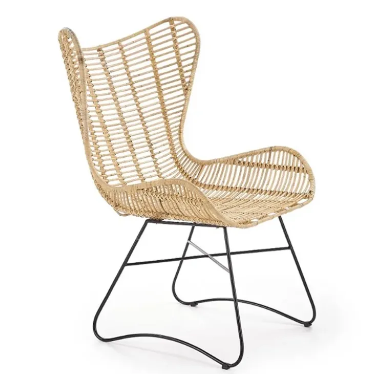 Poltrona da esterno in rattan beige nero Livia