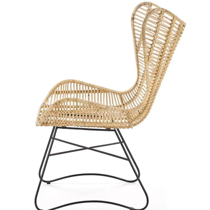 Poltrona da esterno in rattan beige nero Livia