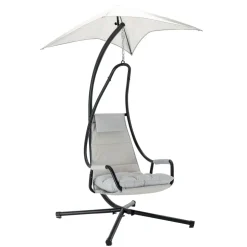 Poltrona da giardino a dondolo sospesa 103x212h cm nero grigio Onda