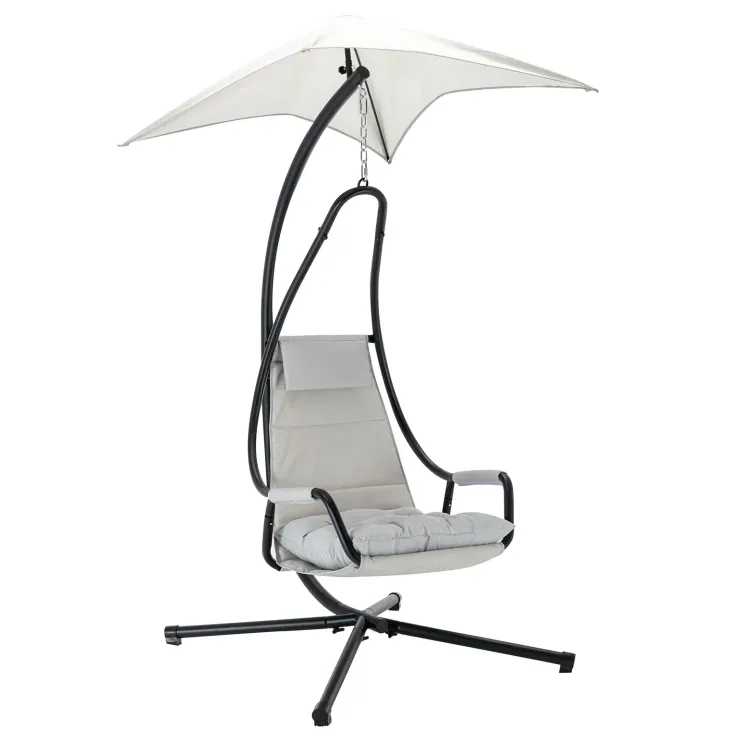 Poltrona da giardino a dondolo sospesa 103x212h cm nero grigio Onda