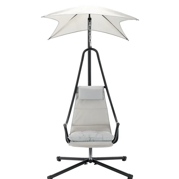 Poltrona da giardino a dondolo sospesa 103x212h cm nero grigio Onda