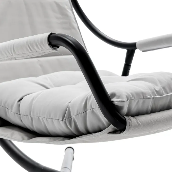 Poltrona da giardino a dondolo sospesa 103x212h cm nero grigio Onda