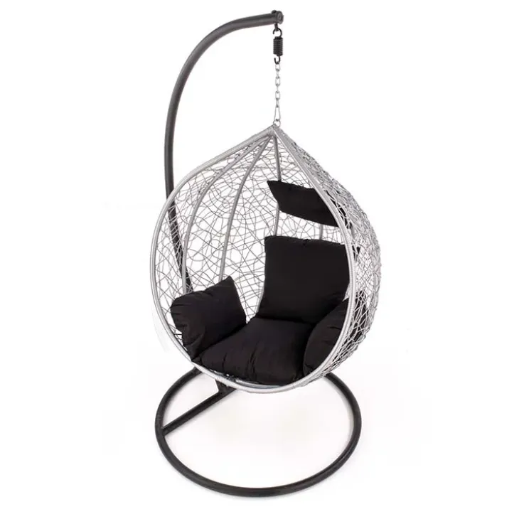 Poltrona da giardino a dondolo sospesa rattan grigio Seychelles