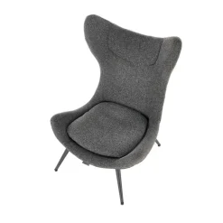 Poltrona da salotto imbottita in tessuto antracite nero Canova