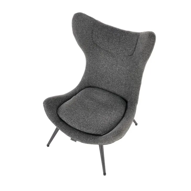 Poltrona da salotto imbottita in tessuto antracite nero Canova