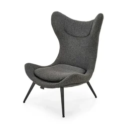 Poltrona da salotto imbottita in tessuto antracite nero Canova