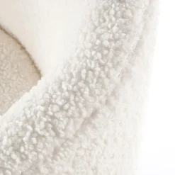 Poltrona design a pozzetto tessuto bouclè bianco crema legno Alaska