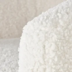 Poltrona design a pozzetto tessuto bouclè bianco crema legno Alaska