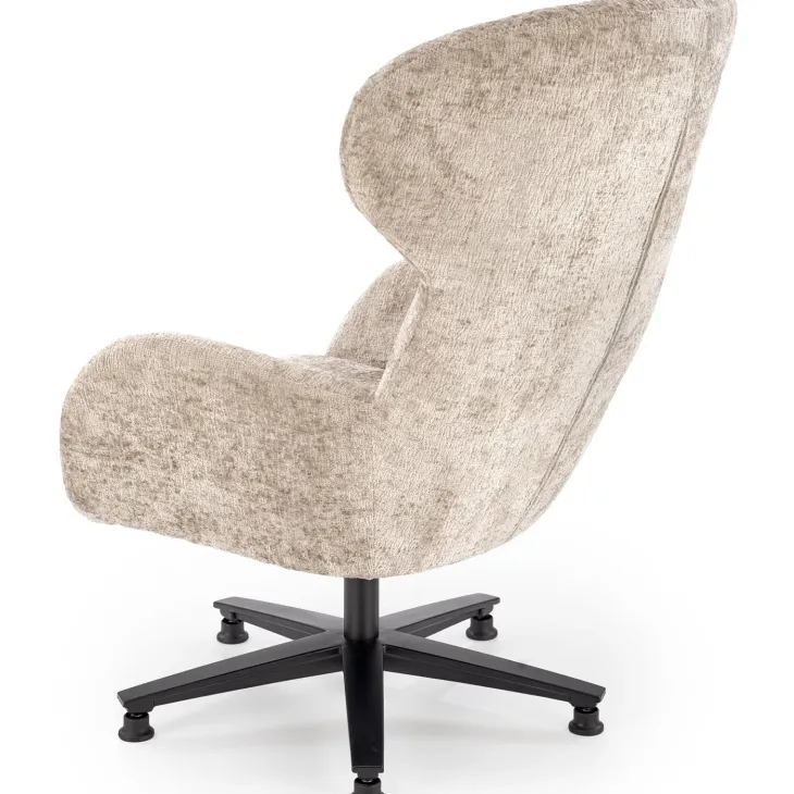 Poltrona design girevole imbottita in tessuto beige Mappy
