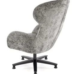 Poltrona design girevole imbottita in tessuto grigio Mappy