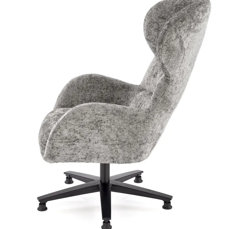 Poltrona design girevole imbottita in tessuto grigio Mappy