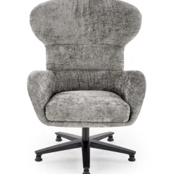 Poltrona design girevole imbottita in tessuto grigio Mappy