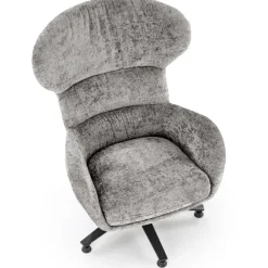 Poltrona design girevole imbottita in tessuto grigio Mappy