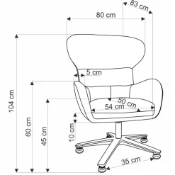 Poltrona design girevole imbottita in tessuto grigio Mappy