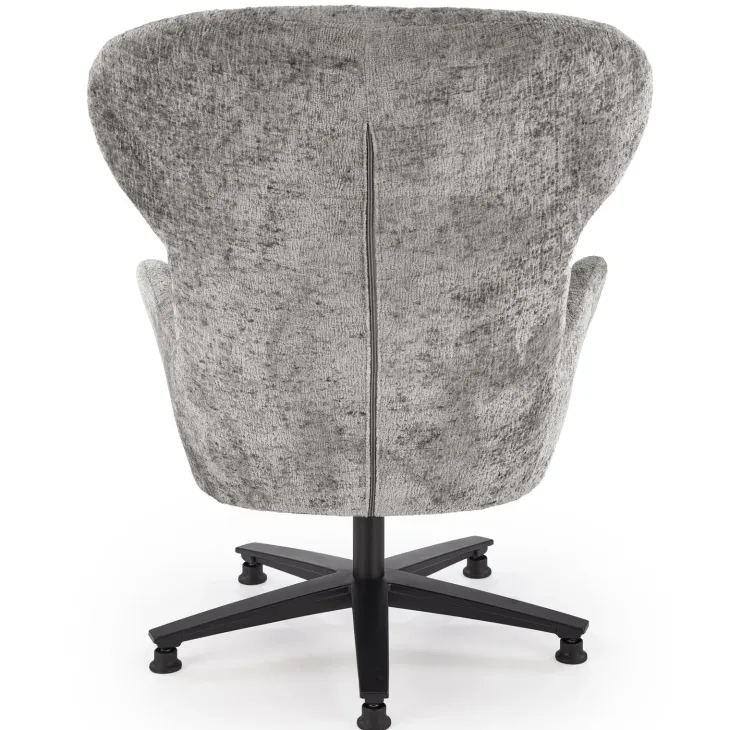 Poltrona design girevole imbottita in tessuto grigio Mappy