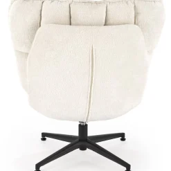 Poltrona design girevole imbottita in tessuto panna nero Montana