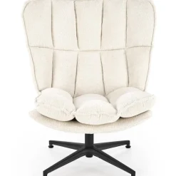 Poltrona design girevole imbottita in tessuto panna nero Montana