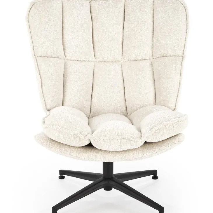 Poltrona design girevole imbottita in tessuto panna nero Montana