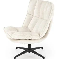 Poltrona design girevole imbottita in tessuto panna nero Montana