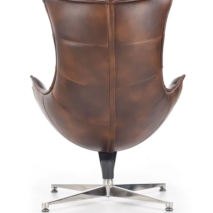 Poltrona design imbottita ecopelle marrone vintage Isotta