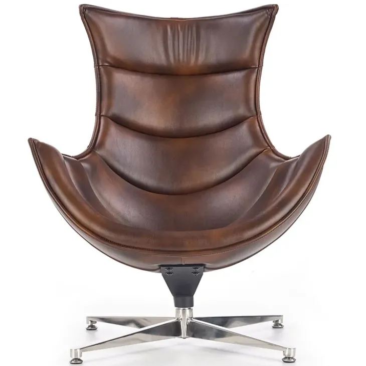 Poltrona design imbottita ecopelle marrone vintage Isotta