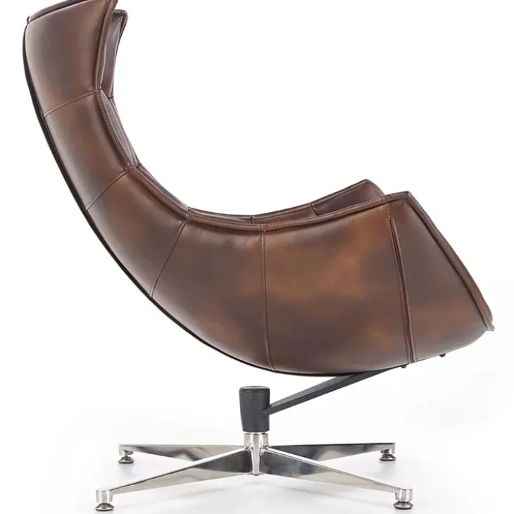 Poltrona design imbottita ecopelle marrone vintage Isotta