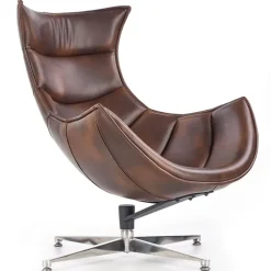 Poltrona design imbottita ecopelle marrone vintage Isotta