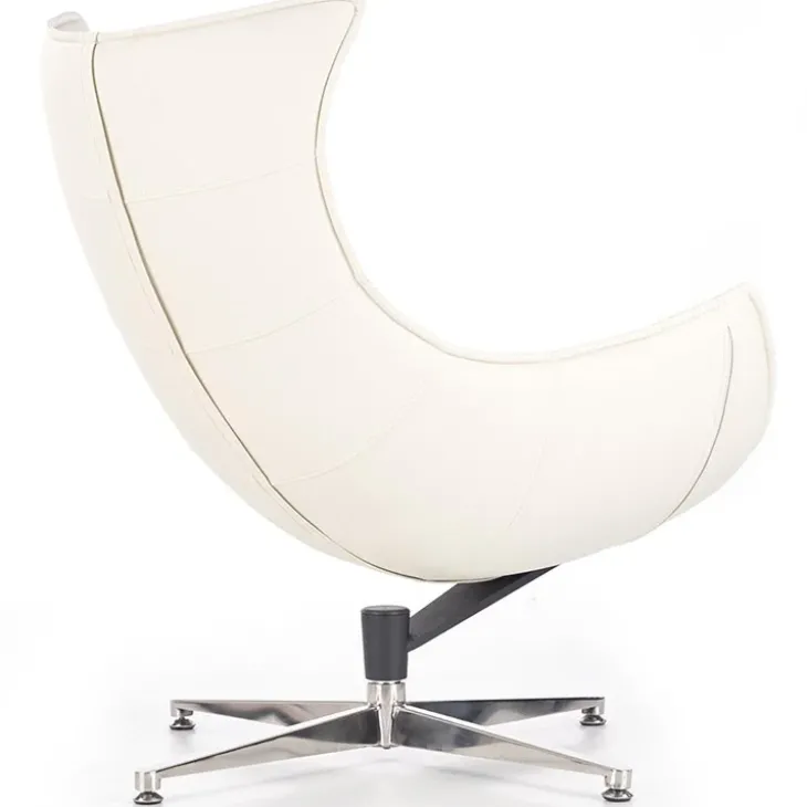 Poltrona design in ecopelle imbottita bianco Isotta
