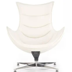 Poltrona design in ecopelle imbottita bianco Isotta