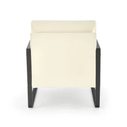 Poltrona design soggiorno in rattan naturale beige nero Niceto